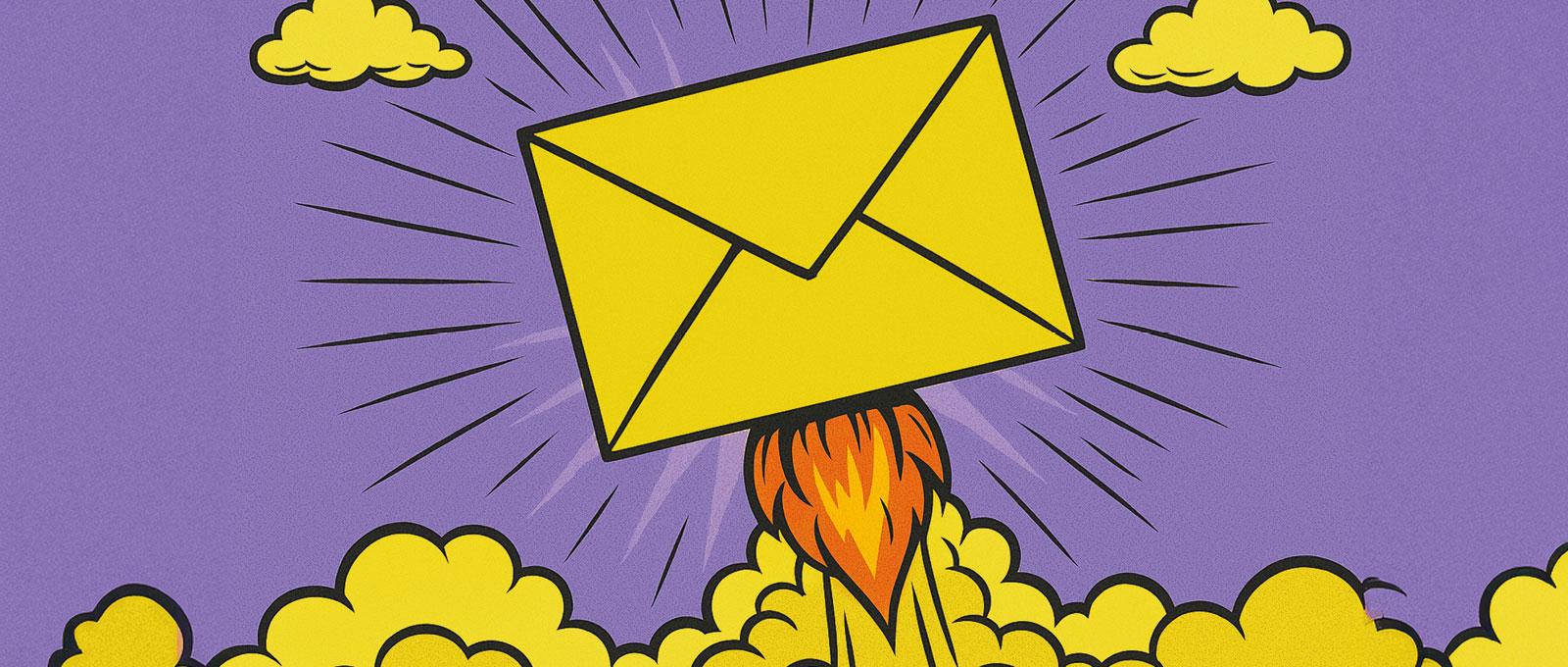 Brief-Rakete im Retro Comic Stil